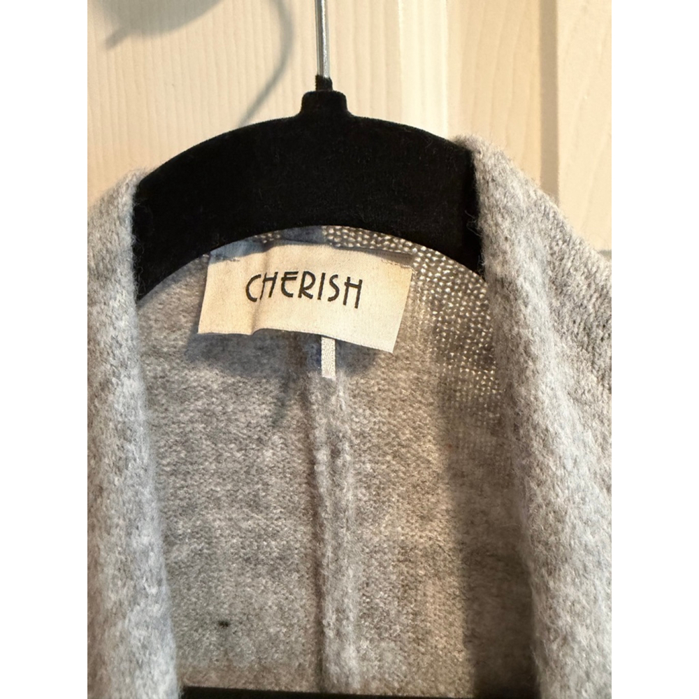 Women's Cherish Gray Beige Striped Poncho Shrug Standard one size - Picture 2 of 2